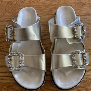 Slide Sandals with Rhinestones